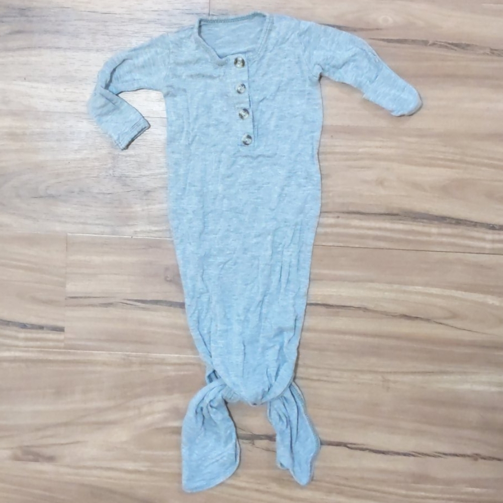 Lou Lou & Company Light Gray Knotted Baby One-Piece with Buttons